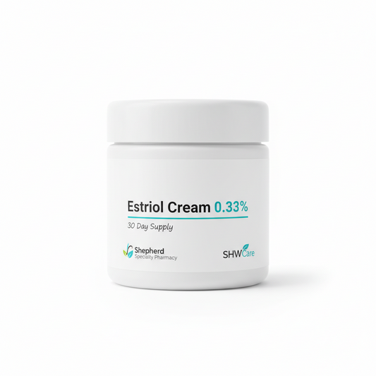 Product Name : Estriol Cream 30 Day Supply
Description: Hormone Replacement-Topical Cream (Estriol 0.33%)
Name Of The Pharmacy: Shepherd Specialty Pharmacy
Name Of the Store: SHW Care
Picture Ratio: 1:1 ( Square)